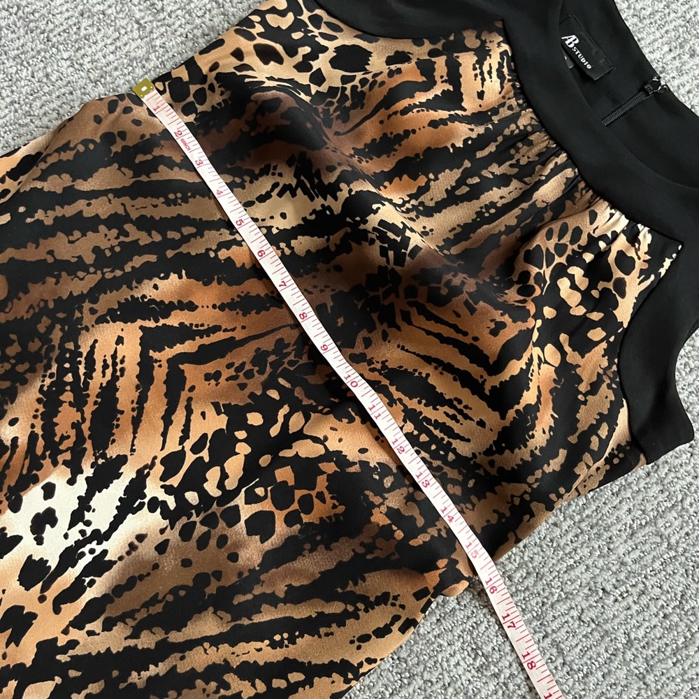 Ab Studio Animal Print U-neck Midi Dress Size 2 - Picture 14 of 16
